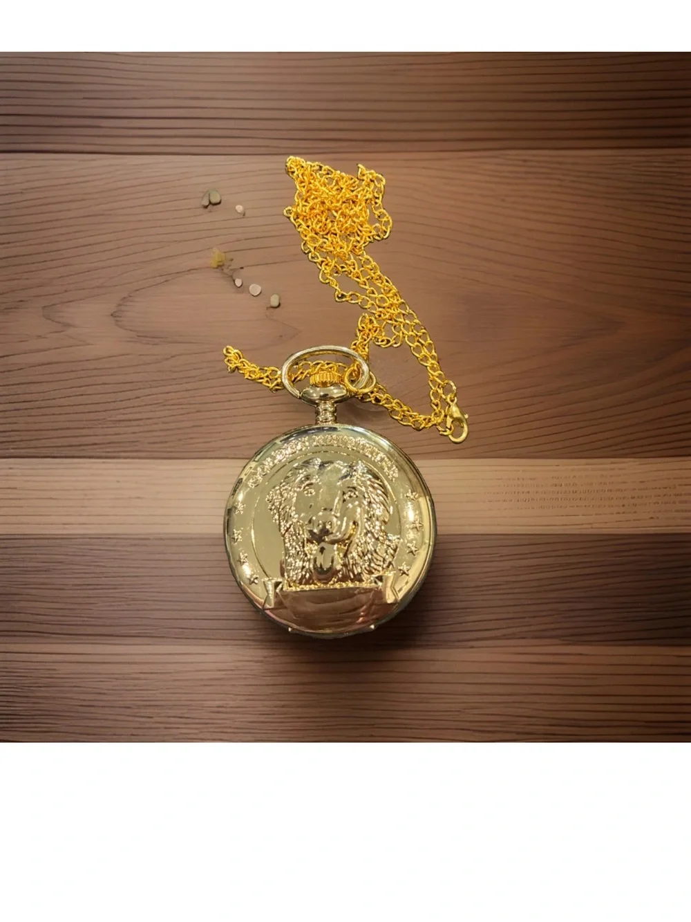 Gold Tone Dog-Engraved Pocket Watch Locket